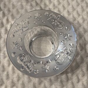 Waterford Crystal votive tea light holder Christmas. Snowman embossed